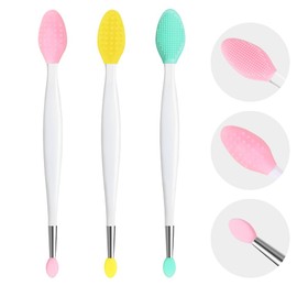 Yoizyfree Lip Scrubber - 3 Pcs Dual-ended Lip Scrub Brush Lip Exfoliator Tool,3-in-1 Silicone Lip Brush Lip Mask Applicator Lip Scrub Tool
