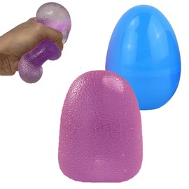 YiLUAN 3.8” Large Gumdrop Stress Ball - Slow Rise Maltose Squishy Sugar Stress Cube for Adults, Slow Rise, Malt Sugar Filled, Anxiety Relief Toy with Bumpy Texture & Easter Egg Packaging(1Pack Purple)