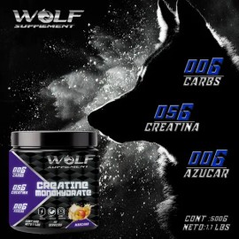 Creatina Monohidratada 500g Wolf En Polvo Varios Sabores                                                                                              