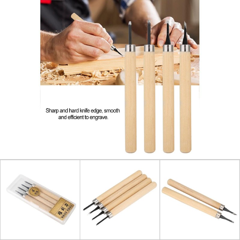 KooingTech Wood Carving Tools, Wood Carving Knife, 4PCS Stamp Making