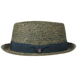 LIERYS Burney Porkpie Men's Summer Hat Made of Raffia Straw Straw Hat Made in Italy Sun Hat Spring/Summer Raffia Straw Hat, turquoise