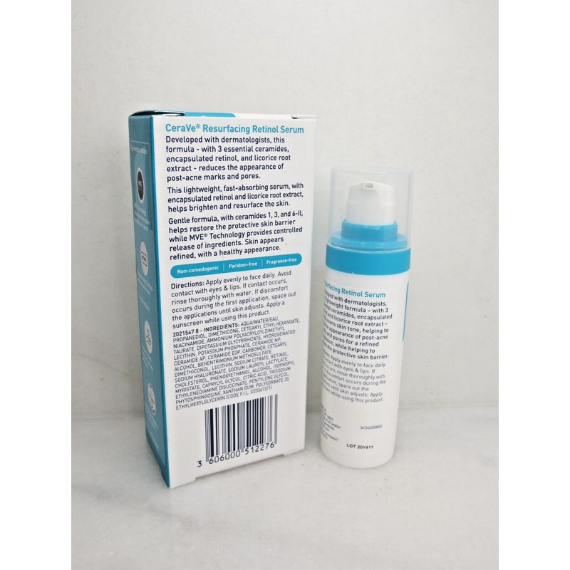 CERAVE RESURFACING RETINOL SERUM 1 OZ BOXED LOT OF 2