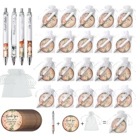 Baby Shower Favors - 20Pcs Baby Shower Gifts for Guests, Baby Shower Party Souvenirs Prizes Include 20Pcs Woodland Animal Ballpoint Pens+Thank You Cards+Organza Bags