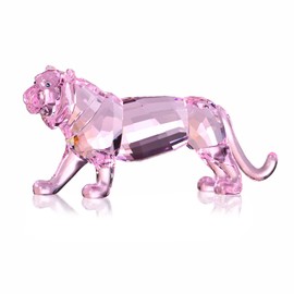 Crystal Tiger Animal Craft Home Decor Ornaments Collectible Birthday New Year Gifts (Pink)