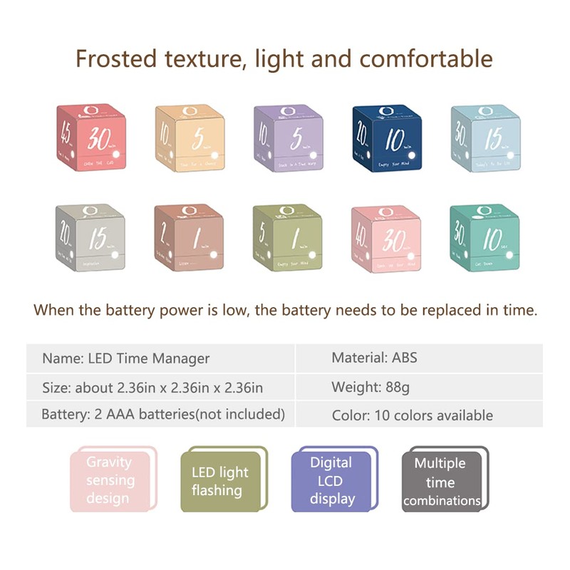 Cube Timer 5/10/20/30 Minutes Countdown Timer, Kitchen Timer,Time Management for