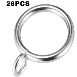 Jocon HD6025Q Pack of 28 Drapery Curtain Rings Eyelets Rings, 1 Inch Inner Diameter fits up to 3/4 inch rods and Below (28, Silver)