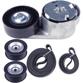 Drive Belt Tensioner Idler Pulley Kit Compatible with Maserati Ghibli Levante Quattroporte 3.0 3.8L V6 2013-2020, 278950 278940 286570 243857