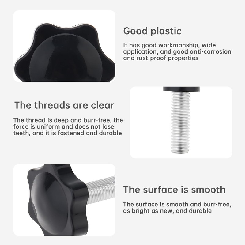 10 Pcs Clamping Handle Screw Knob, Star Handle Knob Grip
