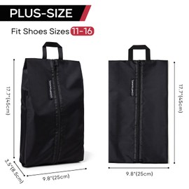 Travel Shoe Bag, Shoe Bag Pouch for Packing in Suitcase Travel, Portable Shoes Storage Travel Bag with Zipper & Handle, Smell & Dust Proof, Water Resistant, Black - 17.7 x 9.8 inch