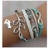 Hithop Vintage Handmade Infinity Silver 8 Owl Leaf Bird Leather