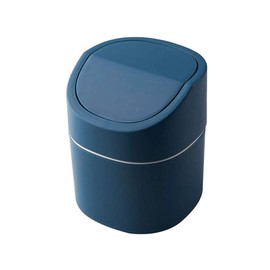 TETARI Trash Can Household Mini Desktop Desktop Trash Can with Lid Kitchen Bedroom Desk Trash Storage Box Solid Color Cleaning Bucket 2L (Color : Blue B)