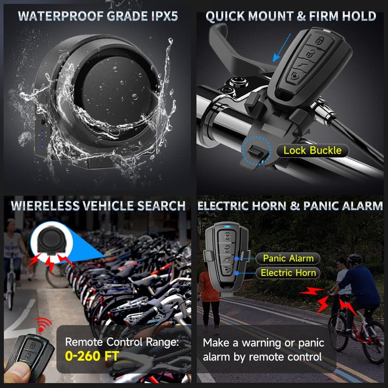 ADONOW Wireless Remote Bike Alarm 2 Pack