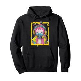 Japanese Harajuku Gas Mask Girl Glitchcore Pullover Hoodie