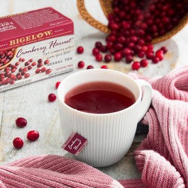 Bigelow Tea Cranberry Harvest Herbal Tea, Caffeine Free Tea with Cranberry and Spice, Holiday and Christmas Tea, 18 Count Box (Pack Of 6), 108 Total Tea Bags