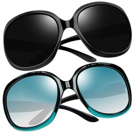 Joopin Oversized Womens Sunglasses Polarized, Trendy Designer Ladies Big UV Sun Glasses, Large Chunky Shades Sunnies (Black+Gradient Green)