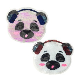 Operitacx 2pcs Reversible Sequin Embroidery Patches for Clothing Color Changing Cartoon Panda Design Decorative Stickers for Bags and Accessories Fun Applique for Boys and Girls Fashion