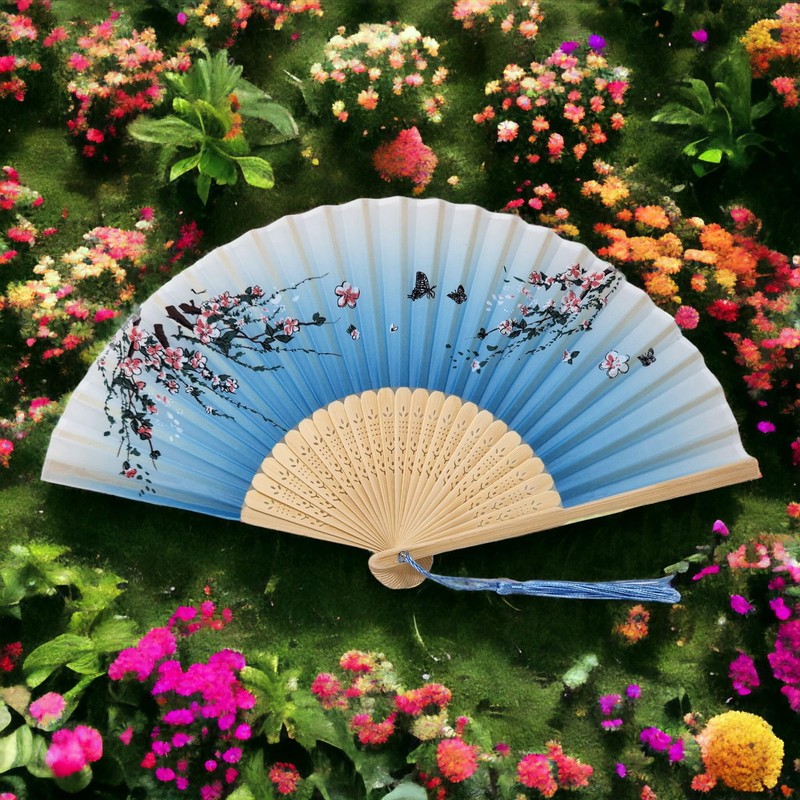 Starlet24 Foldable Bamboo Hand Fan Folding Fan with Tassel Fan