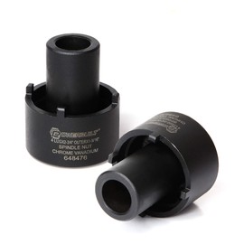 Powerbuilt Spindle Nut Socket, 4 Lug, 2-3/4-inch Outer, Ford, Easy Removal of Spindle Nuts, 2WD Rear Axles, Rotating Locknut - 648476, Black