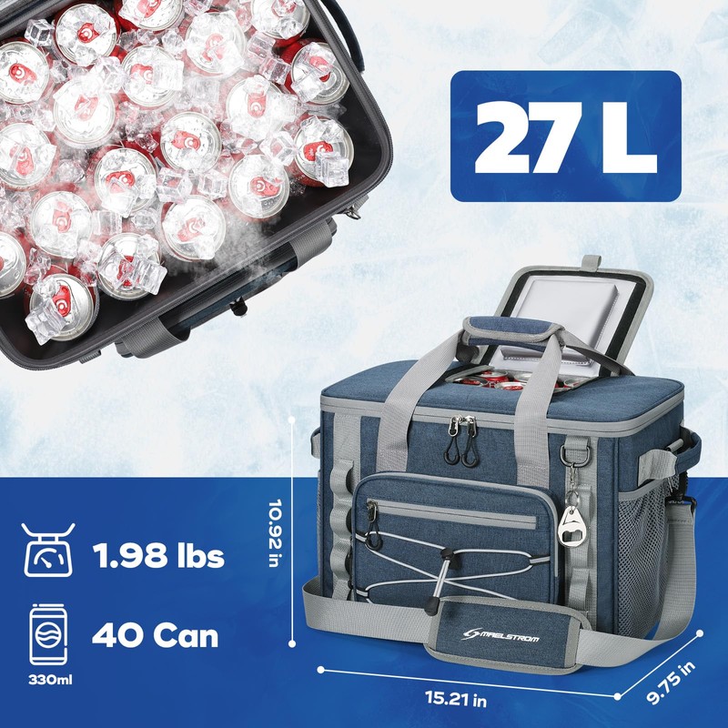 Maelstrom Soft Sided Cooler Bag, 30/40 Can Collapsible Insulated Ice