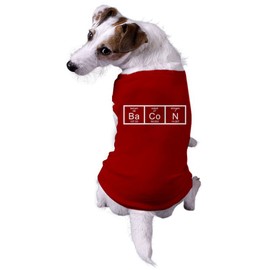 Funny Dog Shirt – Bacon Periodic Table Science Tee – Nerdy Red T-Shirt Outfit for Small and Large Breed Dogs – Lightweight Cotton Blend Gift for Pet Parents Red, XXL