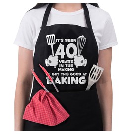 Bang Tidy Clothing 40th Birthday Gifts for Women - Funny Baking Aprons - 100% Cotton 2 Pockets - It's Been 40 Years - Black