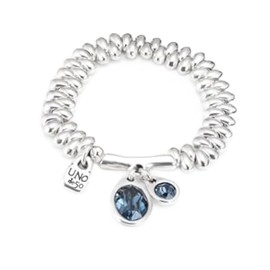 UNOde50 ECLIPSE Stretch Bracelet, Sterling Silver-Plated with Blue Faceted Crystals