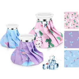 Shihanee Shihanee 3 Pcs Ice Pack for Injuries, Reusable Hot Water Bag with Screw Top, Hot Cold for Sports Knee Head Leg Shoulder Back Injury, 6 Inch 9 Inch 10 Inch(Multicolor,Mermaid Style)