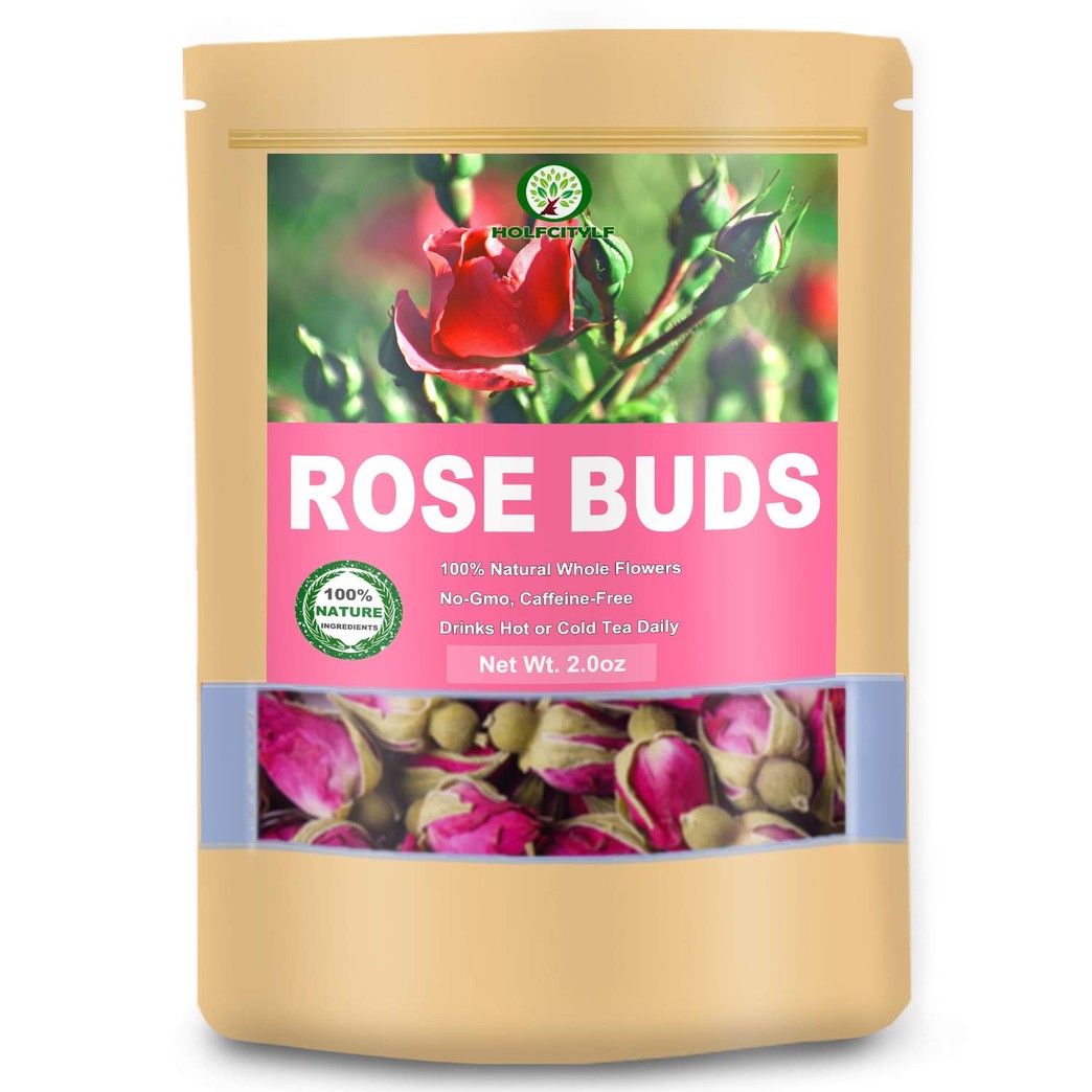 Premium Rose Buds Flower Tea, 100% Dried Rose Flower, Food Grade Rose Flower Tea (Rose Buds, 2.0 oz)
