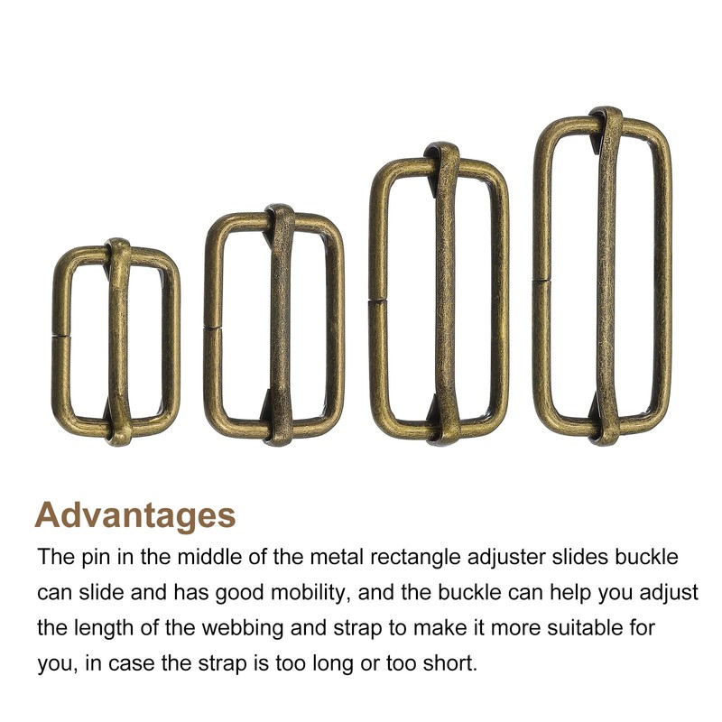 sourcing map Sliding Buckles Metal Rectangle Adjuster Triglides Sliding Buckles