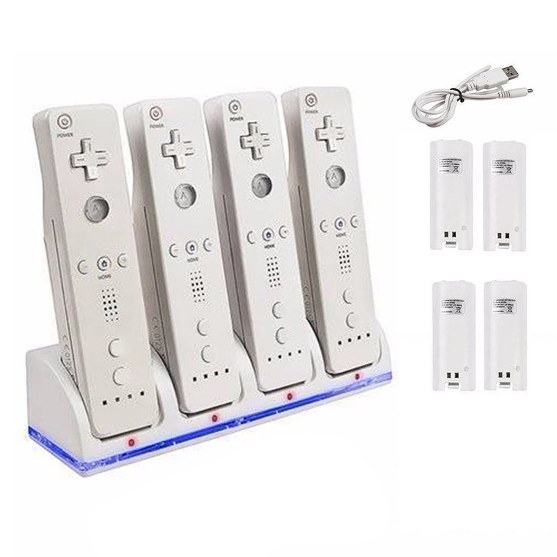 4Pcs 2800mAh Rechargeable Cells and Wii Cell Charge Dock Stand