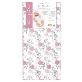 Dream On Me Floral Dreams Firm Fiber Standard Baby Crib Mattress in Rose Pink, Greenguard Gold and JPMA Certified, Fits Crib and Toddler Bed, Waterproof Vinyl Cover
