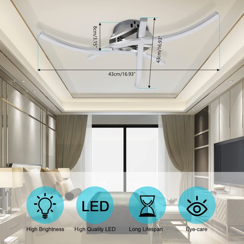 UDIYO LED Ceiling Light, 18 W Ceiling Light, 6000 K