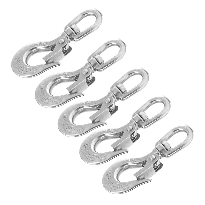 5pcs Stainless Steel Eye Slip Hook with Safety Latch Lifting