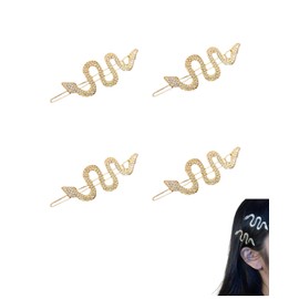 TPZORJX Pack of 4 Snake Hair Pins, Gold Rhinestone Hairpin Clips, Alloy Vintage Hair Clips, Metal Hair Pins, Vintage Hair Clips, Hair Accessories for Women and Girls
