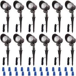LEONLITE 12-Pack Low Voltage LED Landscape Spotlight, 3000K Warm White, 4W 12V Pathway Lights Outdoor CRI90+, Aluminum Housing Spot Lights for Garden Yard Lighting, ETL Listed, Bronze Finish