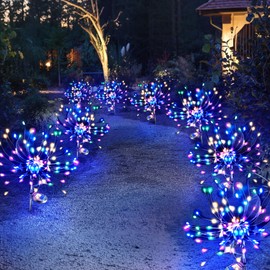 Anordsem Solar Lights Outdoor Waterproof: Garden Light Solar Powered for Yard Outside - Fireworks Lamp Colorful Lighting Path Decor 8 Pack - LED Sparkler DIY Decorating Gifts for Women Mom Wife