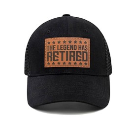 xuujdoppwul Retired Hats for Men Women,The Legend Has Retired Trucker Hat Retirement Gifts Mesh Leather Baseball Cap Adjustable Size