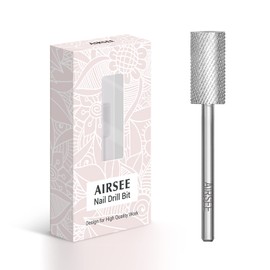 AIRSEE Tungsten Carbide Acrylic Nail Drill Bit Efile Electric File Machine Head Tip for Manicure Polishing Art Remove Gel Polygel 3/32" 2 Way Professional Tech Flat Top Cylinder Barrel Medium-M
