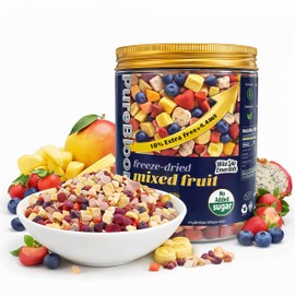 WildSap Emeralds Freeze Dried Mixed Fruit Snacks, 4.3 oz (120g) - Crunchy Dried Fruit Medley with Mango, Banana, Blueberry, Strawberry & Dragon Fruit - No Sugar Added, Gluten-Free, Non-GMO Healthy Vegan Snacks