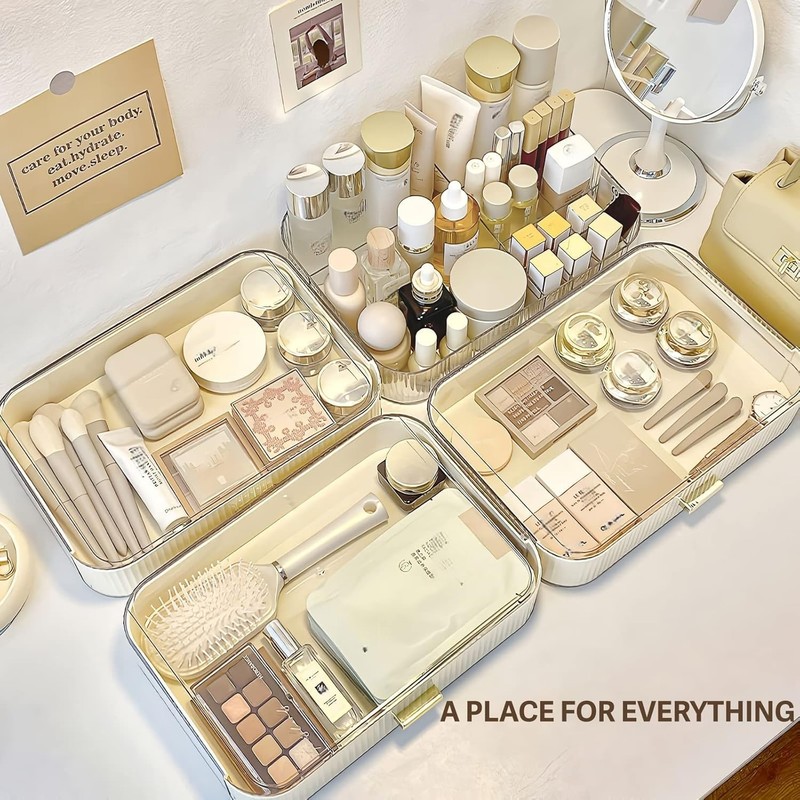 Decorcode Makeup Organizer with Stackable Drawers, Bathroom Countertop Vanity Organizers