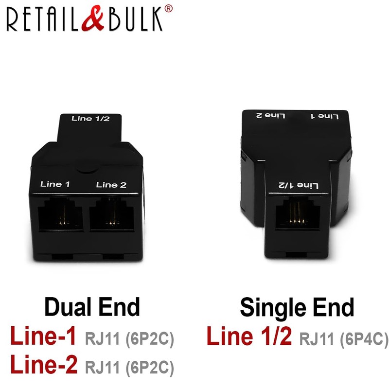 RetailAndBulk Dual Telephone Line Separator/Combiner 3-Female RJ11 Jack Adapter for