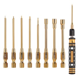INJORA 8 in 1 RC Hex Screwdriver Nut Driver & Phillips Screwdriver Tool Set, 1/4" Drive Hex Bit Set, RC Car Tools Kit, Allen Wrenches For 1/18 1/24 RC Mini Crawler Car Axial SCX24 AX24 FMS FCX24 TRX4M