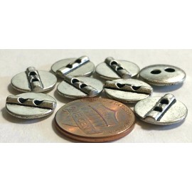 Unbranded 8 Small Brushed Silver Tone Metal 2-Hole Sew-through Buttons 12.5mm 1/2" 12291