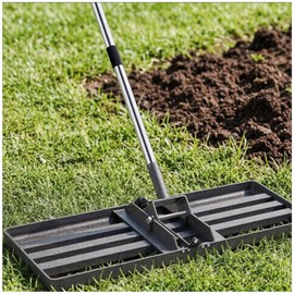 Heavy-Duty Lawn Leveling Rake Levelawn Tool with 30"x10" Plate & 6.2FT Adjustable Stainless Steel Handle Effortlessly Levels Soil/Dirt Surfaces in Lawn, Garden, Backyard, Golf Course, Farm, Pasture
