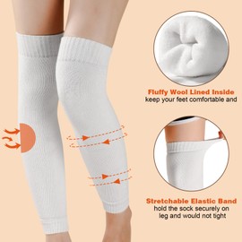 Ymomode 2 Pairs Warm Leg Warmers, Women's Winter Over Knee High Footless Socks Knit Warm Long Leg Warmers