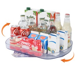 Lazy Susan Turntable Organizer for Fridge,15.7" Organization 360° Rotating Storage Tray Container Bins Spice Rack Cabinet Rotating Condiment for Pantry Countertop Kitchen Vanity Bathroom, Clear