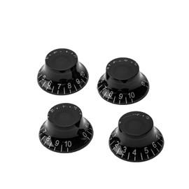 DIAO79NI USA LP Guitar Top Hat Knobs Fine 24-Spline Bell Knobs for USA Les Paul CTS Pots Electric Guitar, Black/White (Set of 4)