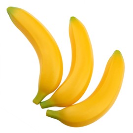 Xhziy Artificial Banana Plastic Fruit Plastic Banana Faux Fruit Decor Realistic Props Home Kitchen Decor 4pcs