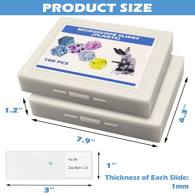 Prolee 200 Packs Microscope Slides, 100 Plants & 100 Animal