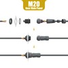 AOHUA IP68 Waterproof Connector (4-Pack), M20 2-Pin Industrial/Aviation Connector, (300V/15A)